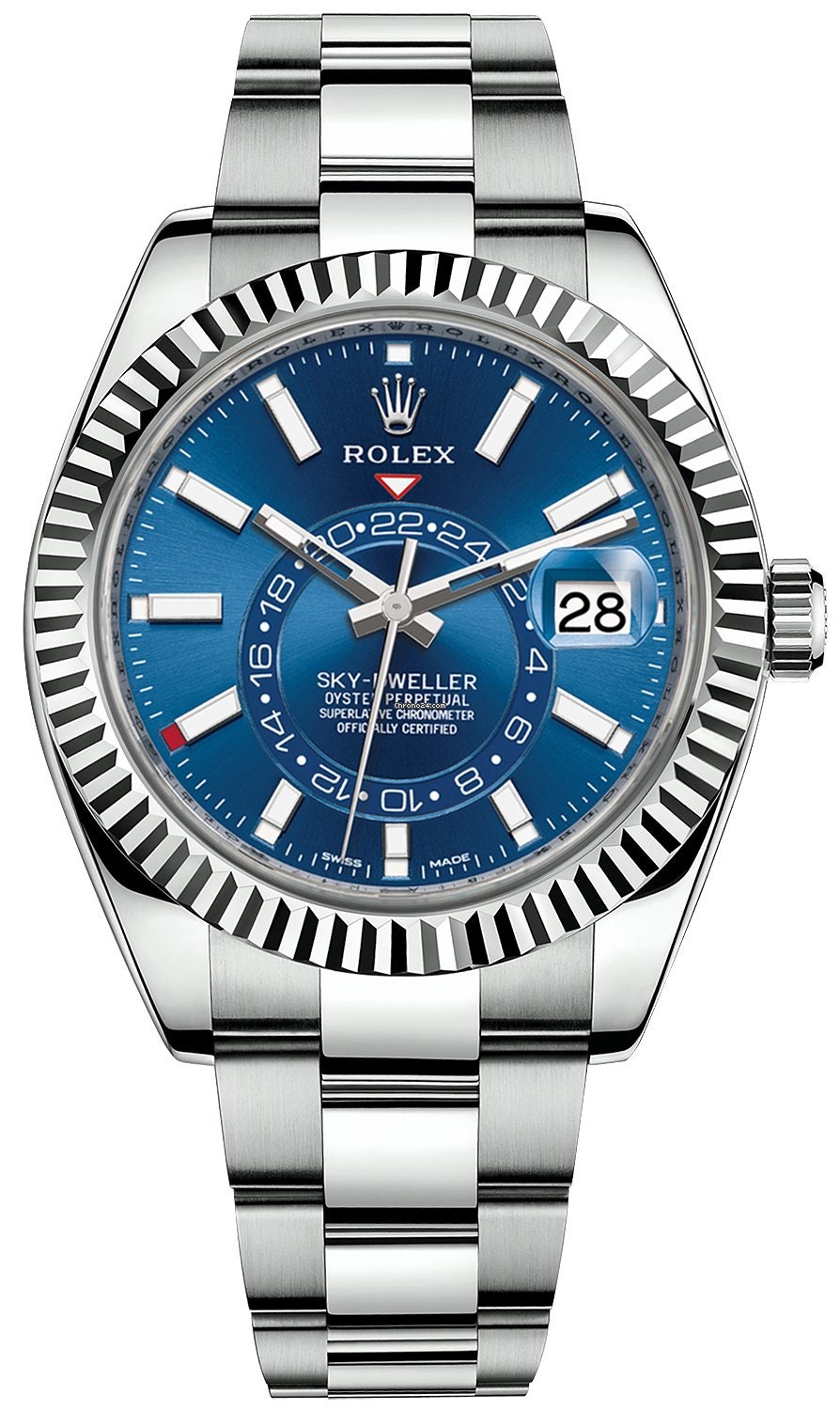 A silver and blue rolex