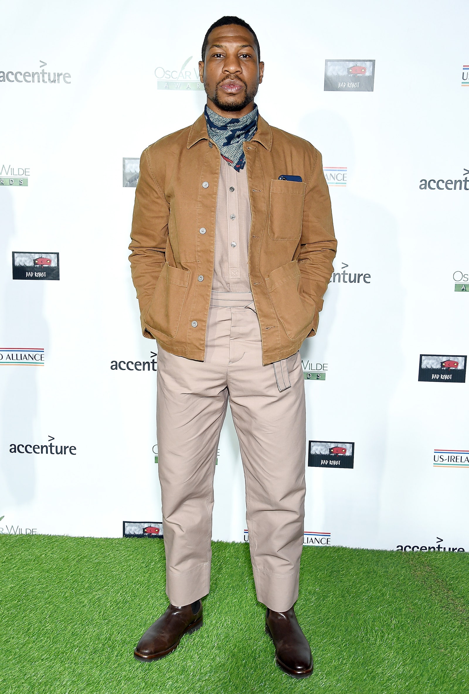 SANTA MONICA CA FEBRUARY 21 Jonathan Majors attends the USIreland Alliance 14th Annual Oscar Wilde Awards at Bad Robot...