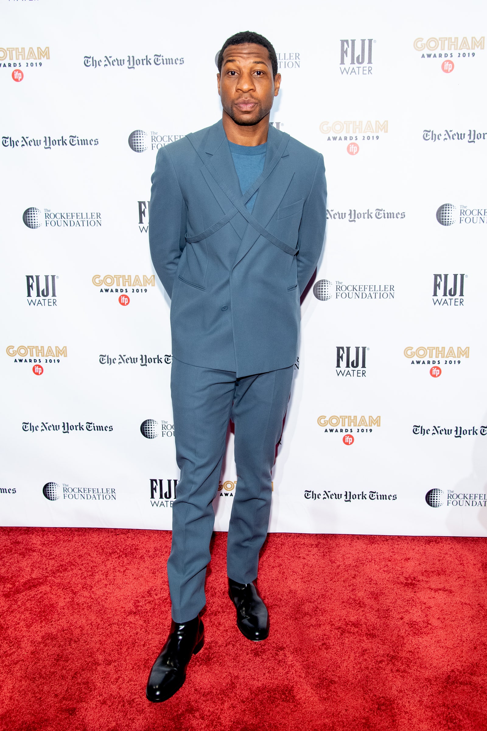 NEW YORK NEW YORK DECEMBER 02 Jonathan Majors attends the 2019 IFP Gotham Awards at Cipriani Wall Street on December 02...