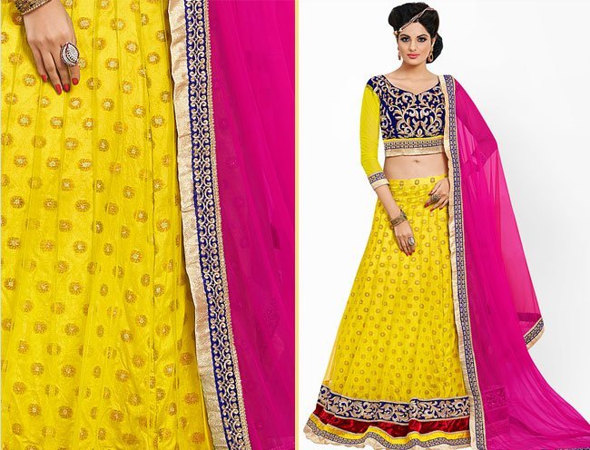 Prafful Yellow Embellished Lehnga Saree