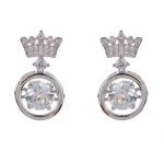 Gioia - Rhinestone Crown Dangle Earrings