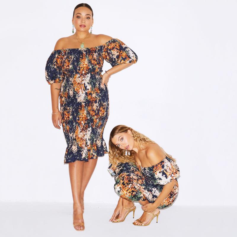 Navy Bloom JoJo Midi Dress Curve