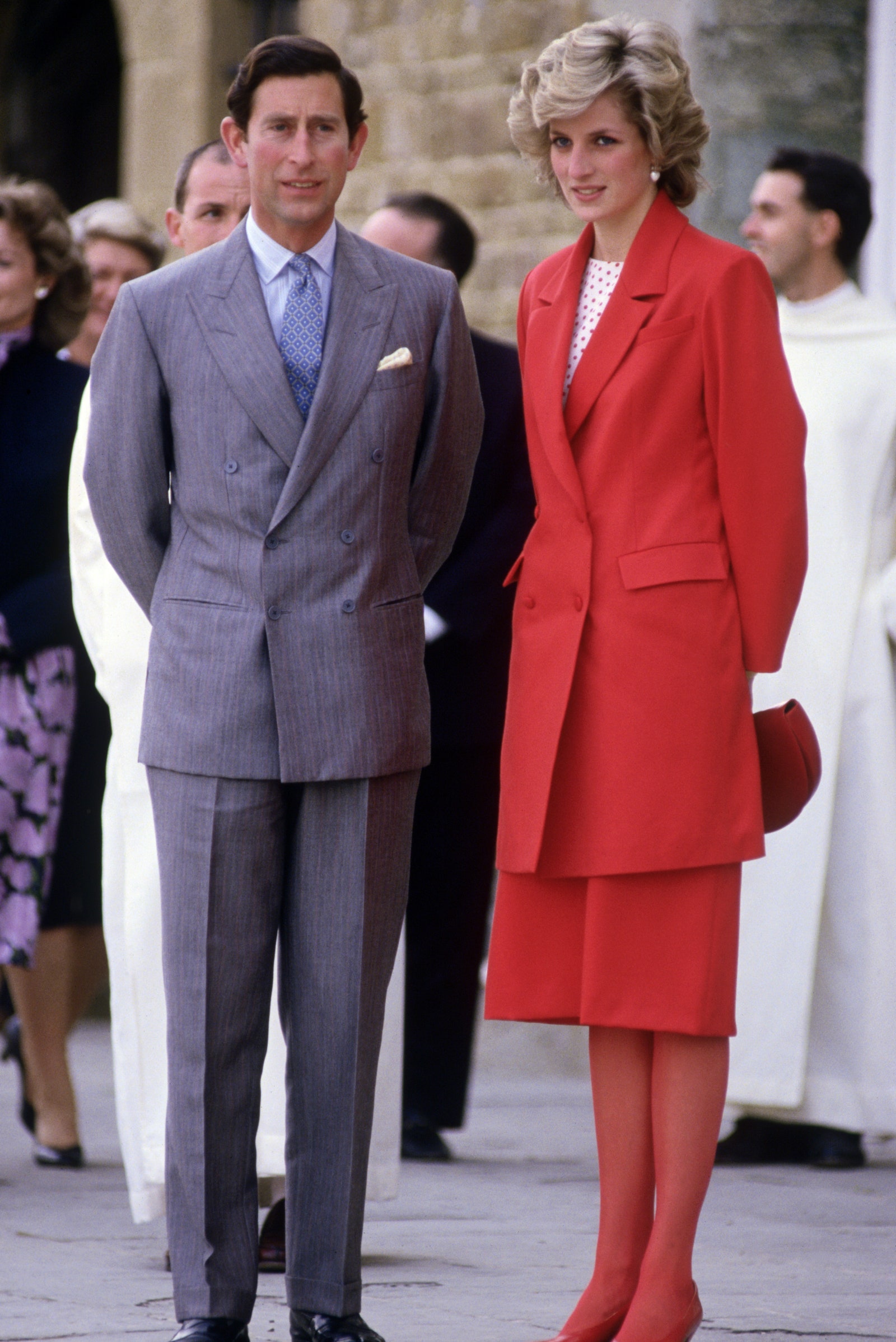 pPrince Charles and Princess Diana at a church in Florence April 23 1985.p 