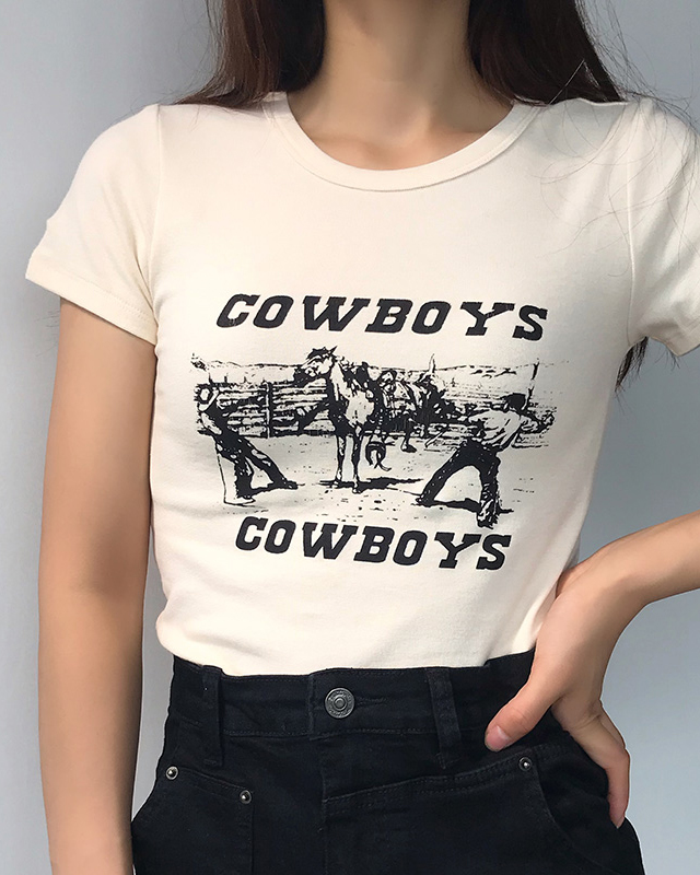 Tiny House Short Sleeve Cowboy Print T Shirt