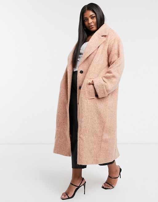 ASOS DESIGN Curve batwing textured slouchy oversized coat in pink