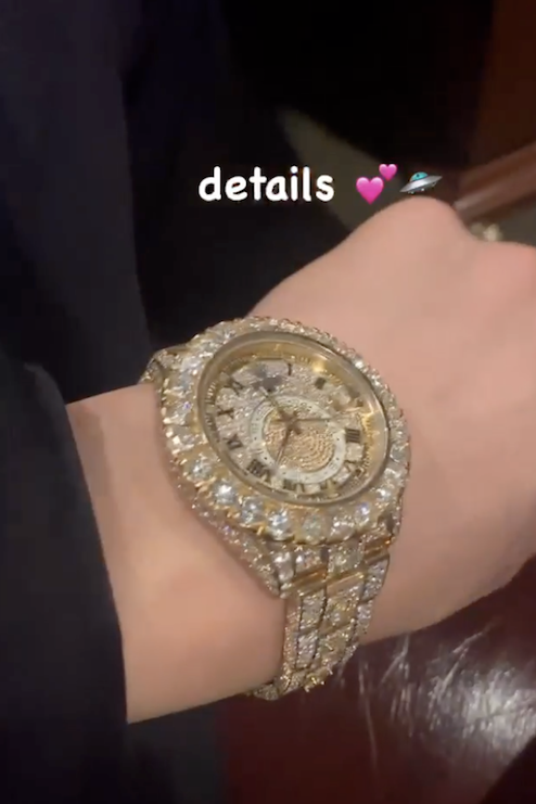 Lamelo Ball wearing a diamond encursted rolex