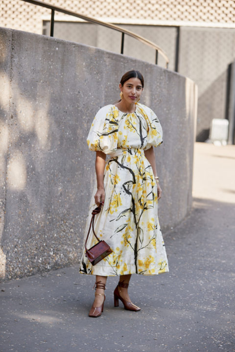 Woman in yellow dress Pantone colour of the year