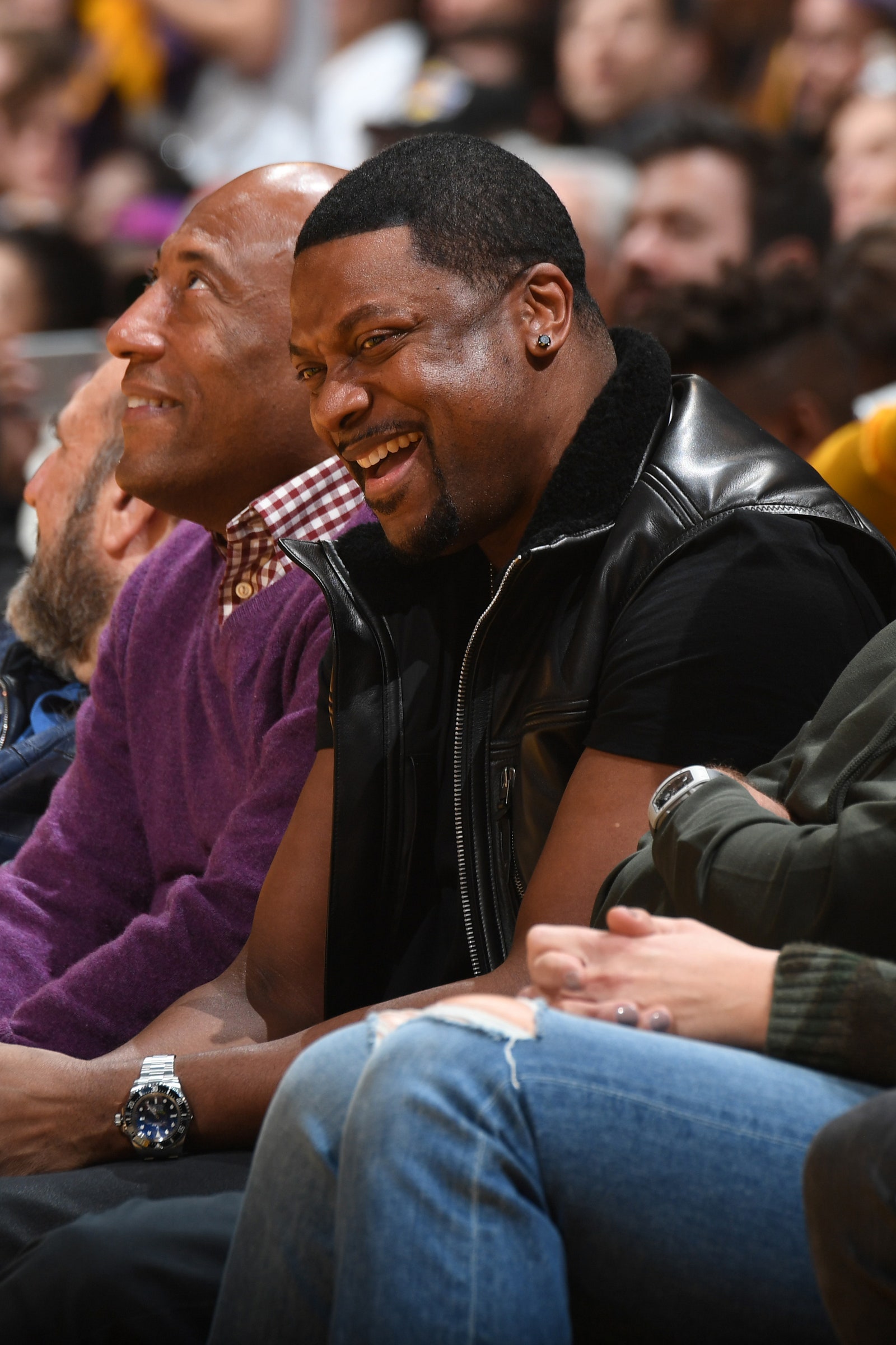 LOS ANGELES CA FEBRUARY 10 Actor Chris Tucker attends the game between the Los Angeles Lakers and the Phoenix Suns on...