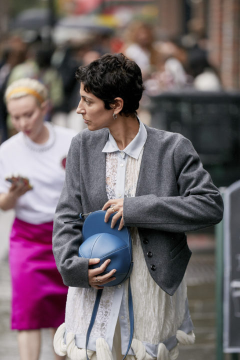 woman in grey sweater