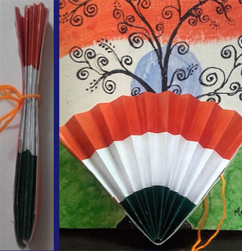 Indian Tricolor Paper Fan