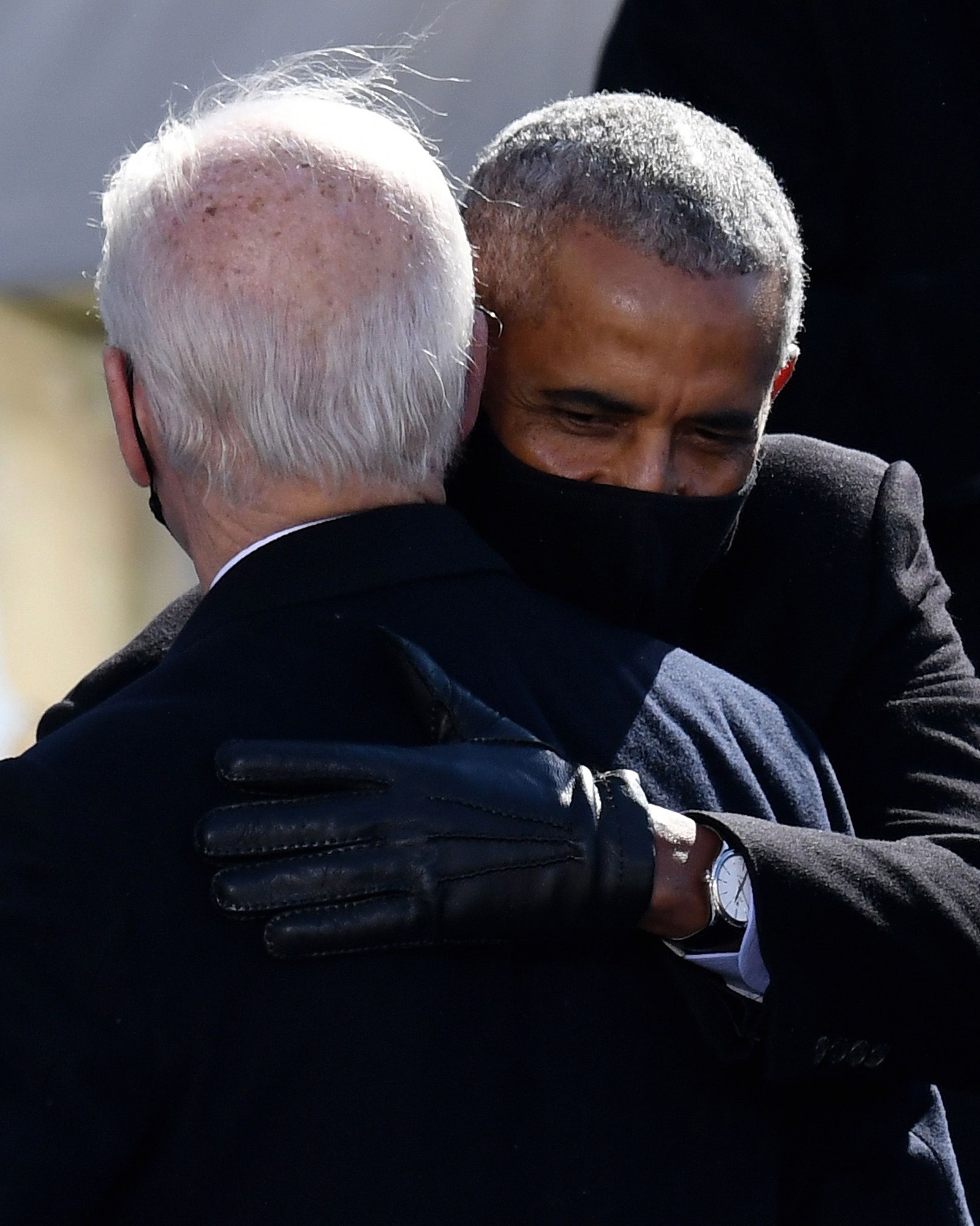 Barack Obama and Joe Biden hugging