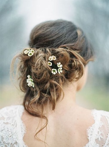 Tousled Updo With Fresh Flowers