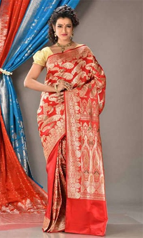 Silk sari for Pongal