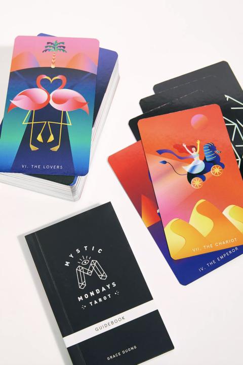 Vibrant illustrated tarot cards