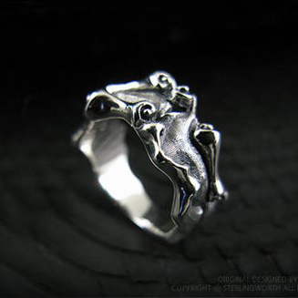 Sterlingworth - Engraved Gothic Sterling Silver Ring