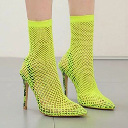 Niuna - Fishnet High Top High Heel Short Boots