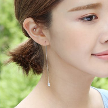 Miss21 Korea - Rhinestone Threader Earrings