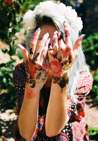 Tattoos for Girls on Hand with Flowers
