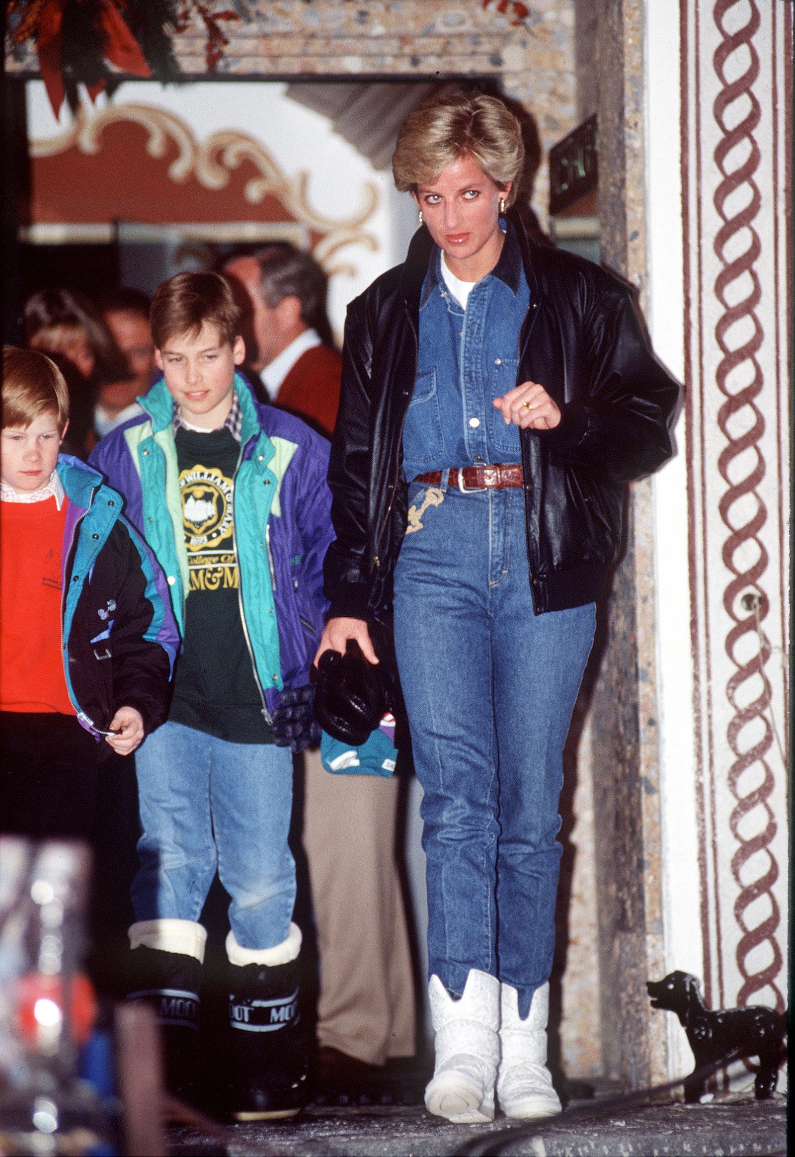 pPrincess Diana with her sons in Lech Austria March 30 1993.p 