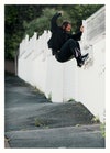 Nautique black tracksuit trousers, Hélas. Shoes, Adidas Puig Black. The trick is: Switch Frontside Wallride, shot in Biarritz by Sem Rubio.