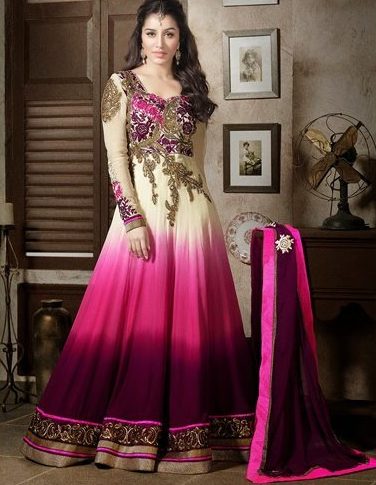 Anarkali in ombre colours