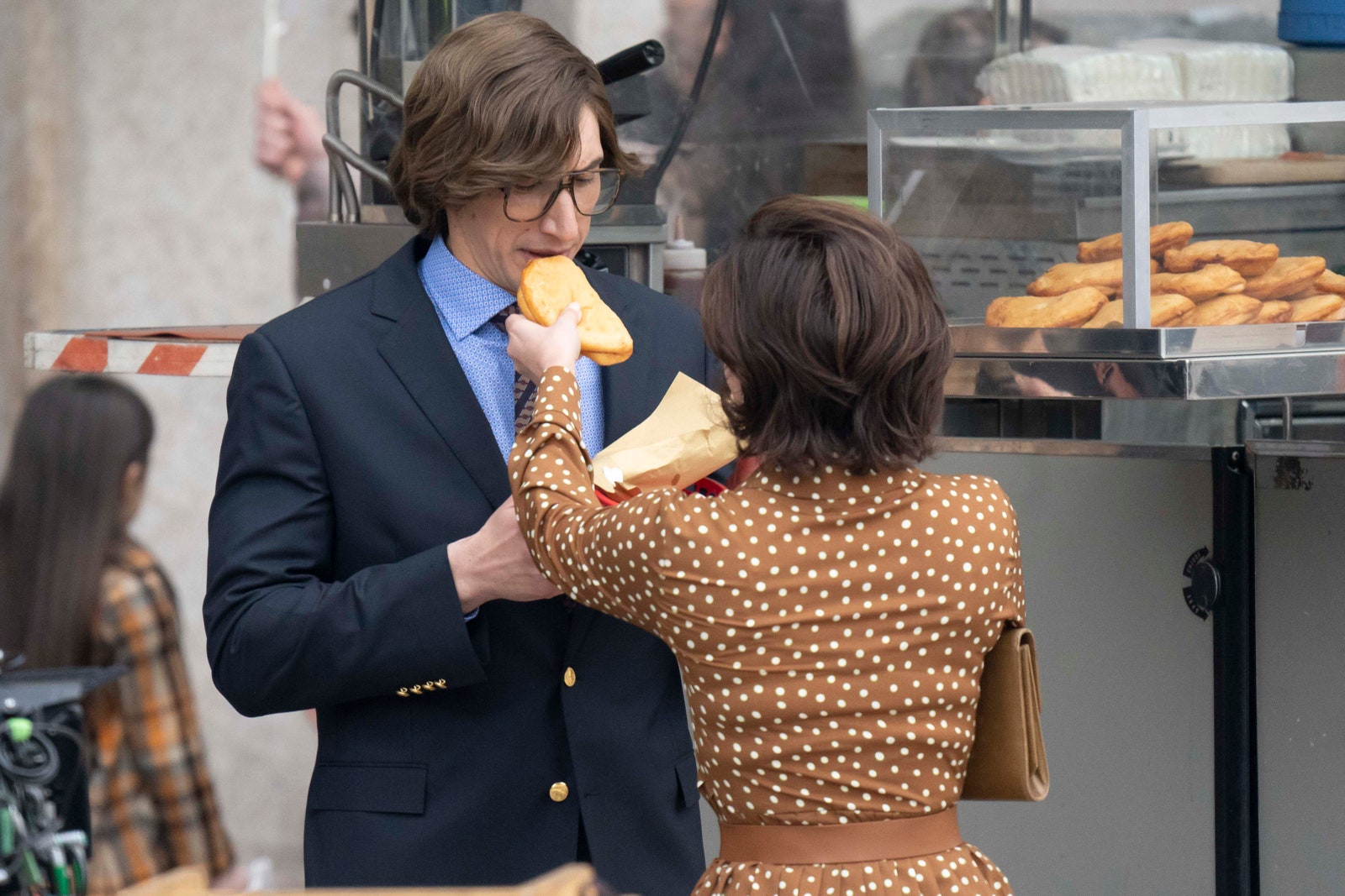 Adam Driver and Lady Gaga on set of the new production.