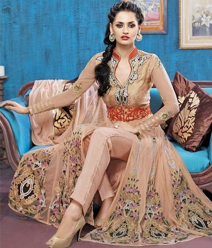 Peach color anarkali for EID-party