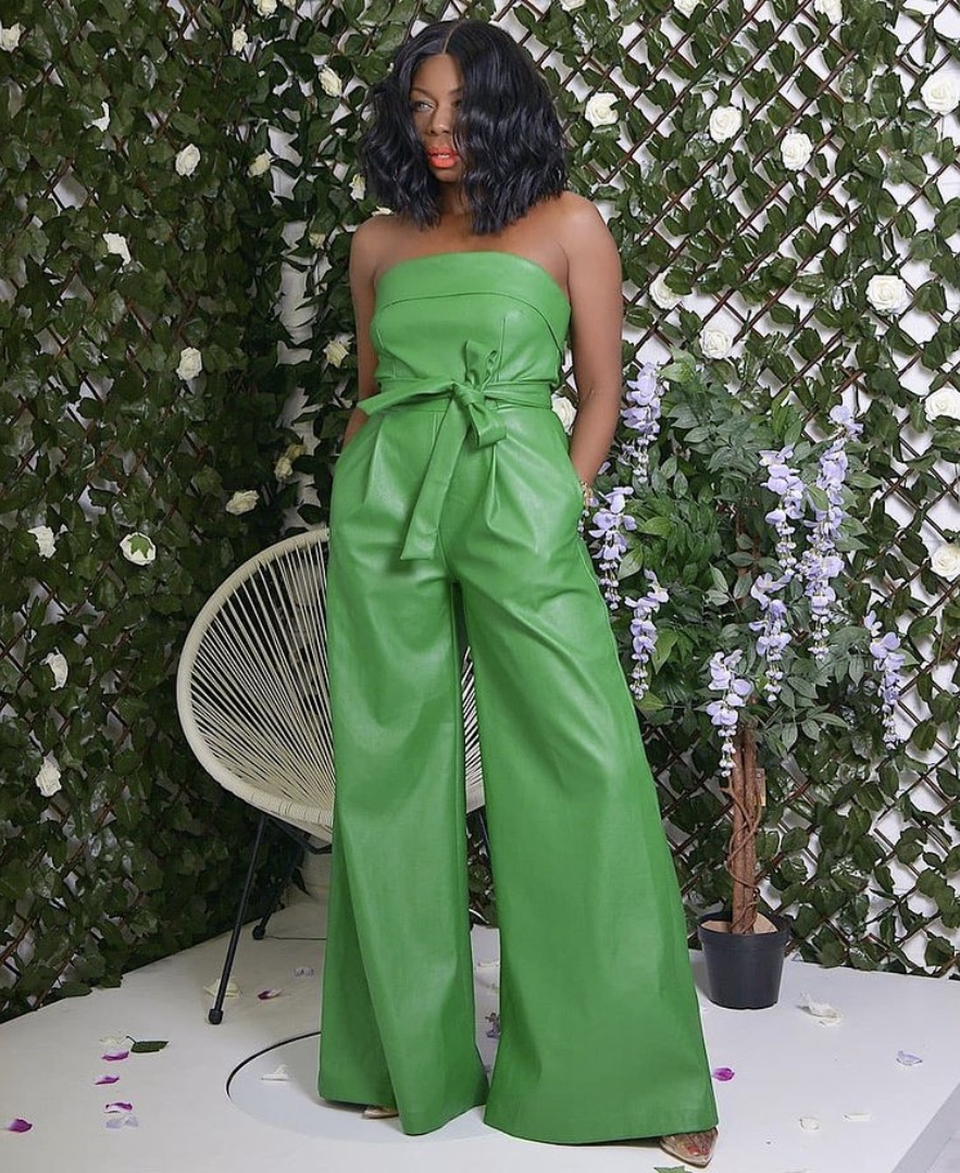 green leather jumpsuit stylerave