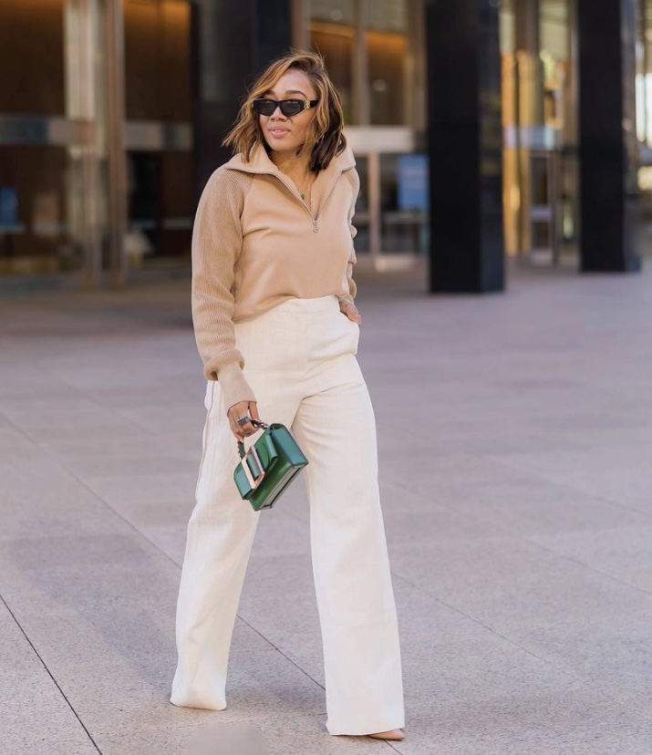 wide leg pants green tote retro sunglasses stylerave