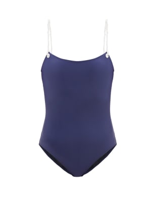 issimo-solid-striped swimsuit