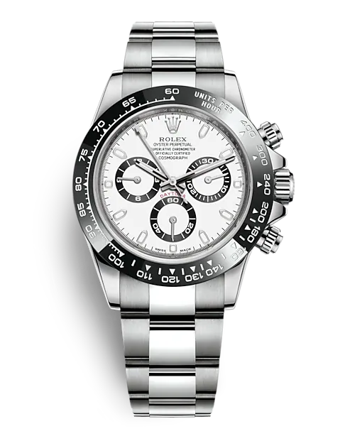 A steel watch with black accents