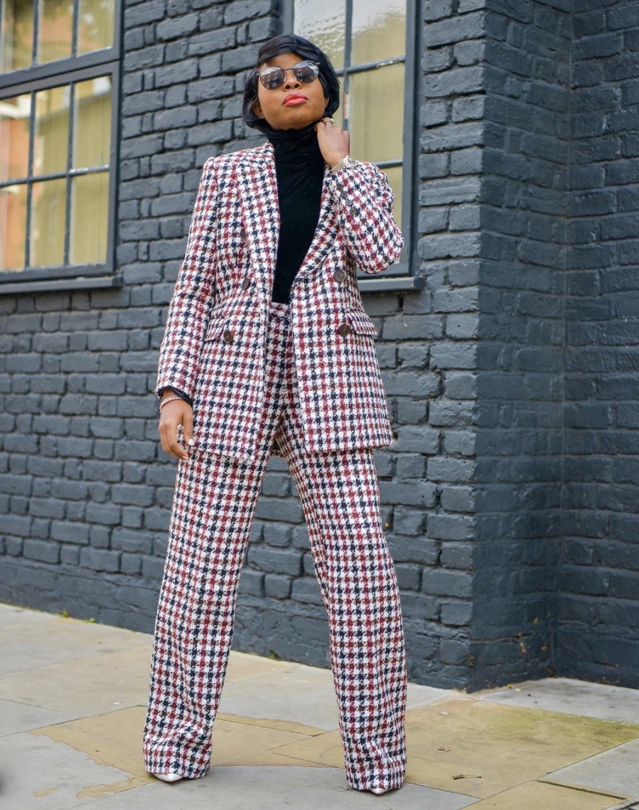 check blazer styles wide leg pants stylerave