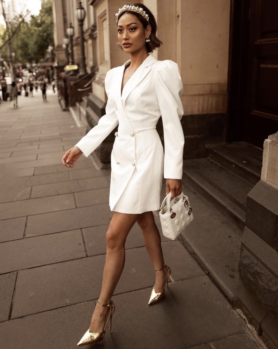 white double breasted blazer dress stylerave