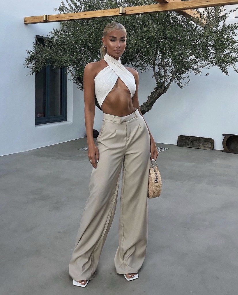 white halter neck crop top stylerave