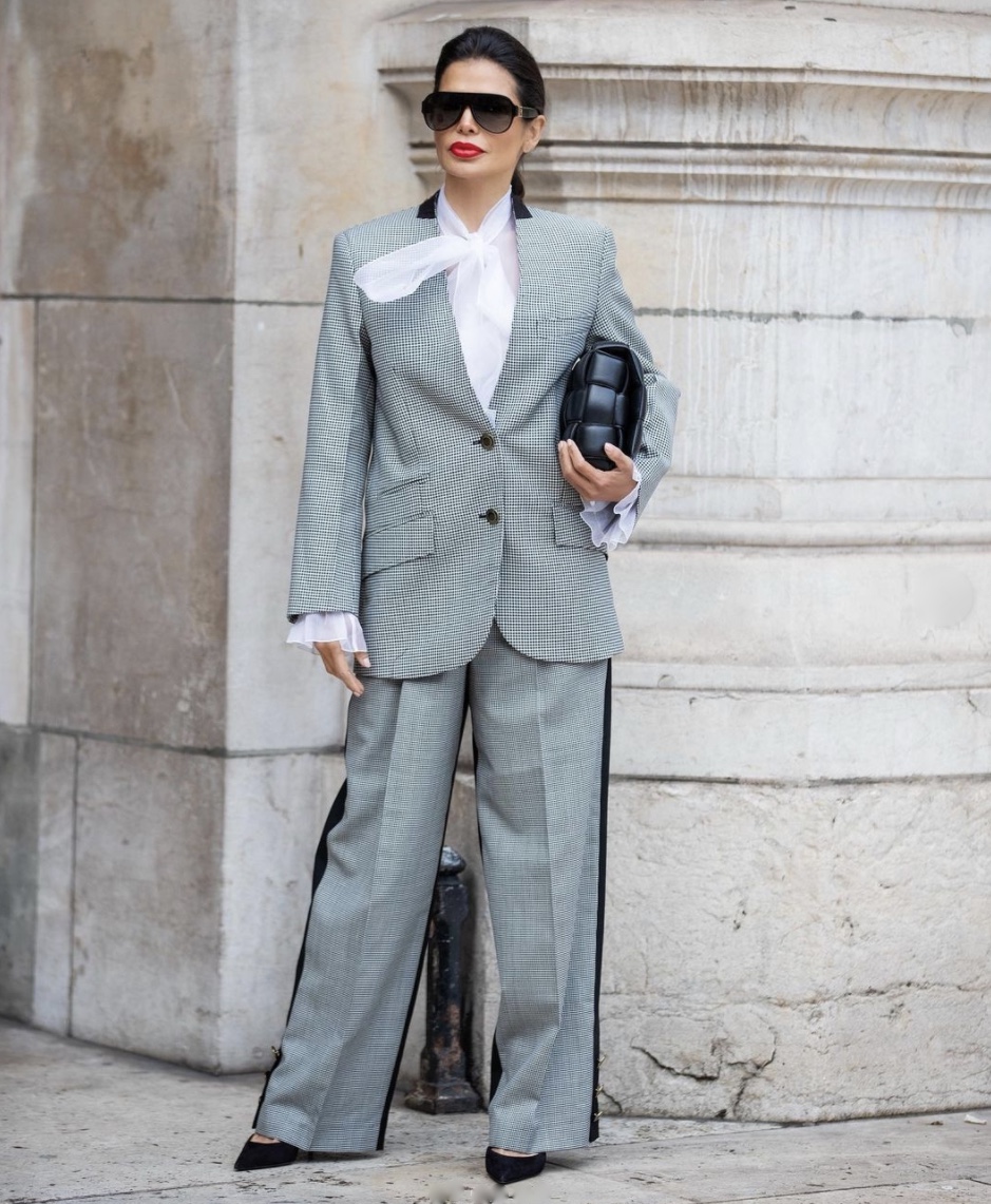 blazer sets tie neck blouse wide leg pants stylerave