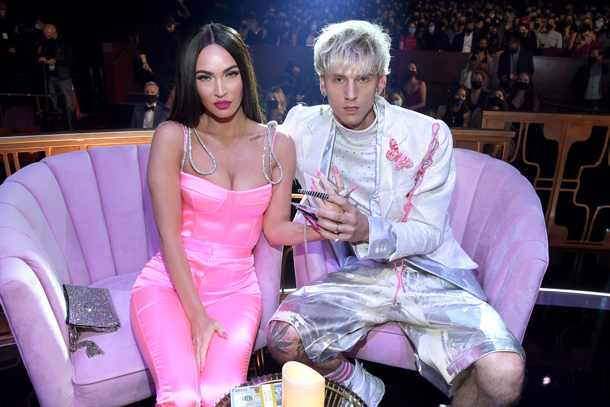 Megan Fox, with Machine Gun Kelly, at the 2021 iHeartRadio Music Awards