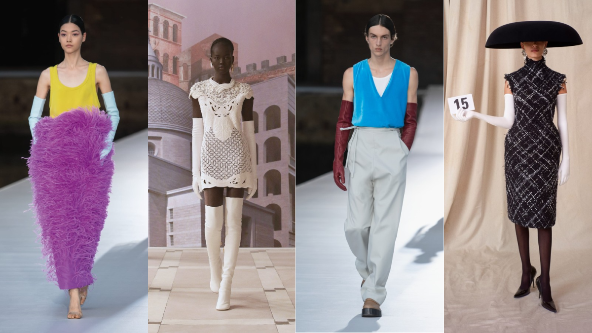 From L to R: Valentino, Fendi, Valentino, Balenciaga, all Fall 2021 couture