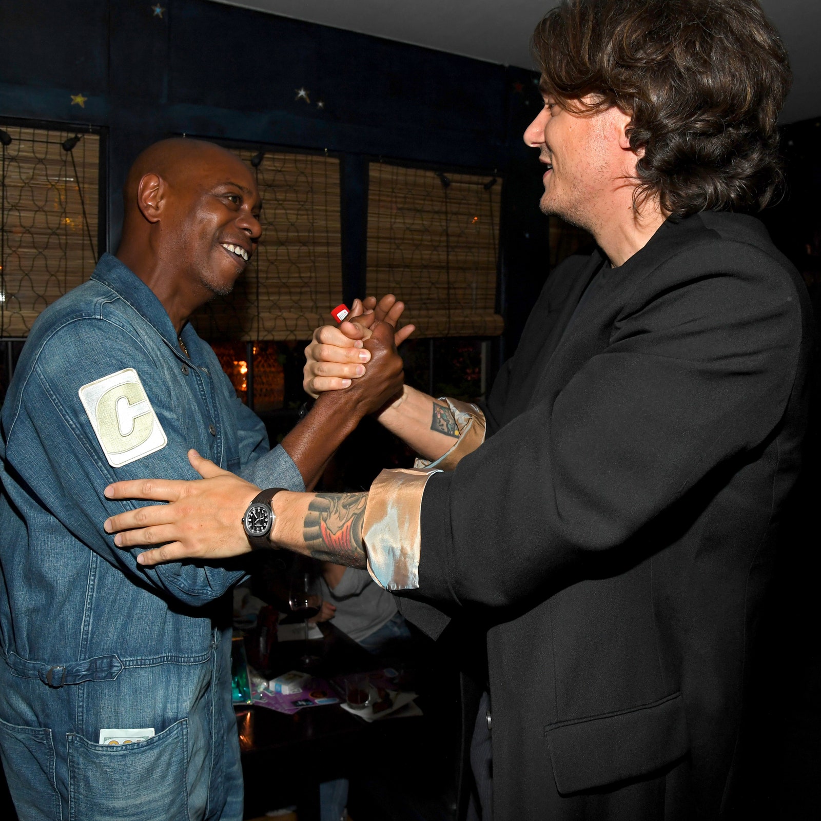 Dave Chappelle and John Mayer attend the Sob Rock Listening Party