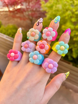 chunky floral rings
