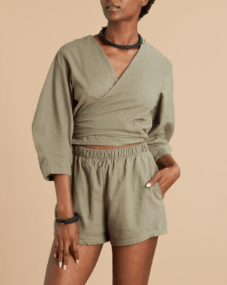 Selfi Avocado Oval Sleeve Romper Folklore