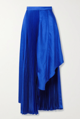 CJR Asymmetric pleated satin skirt