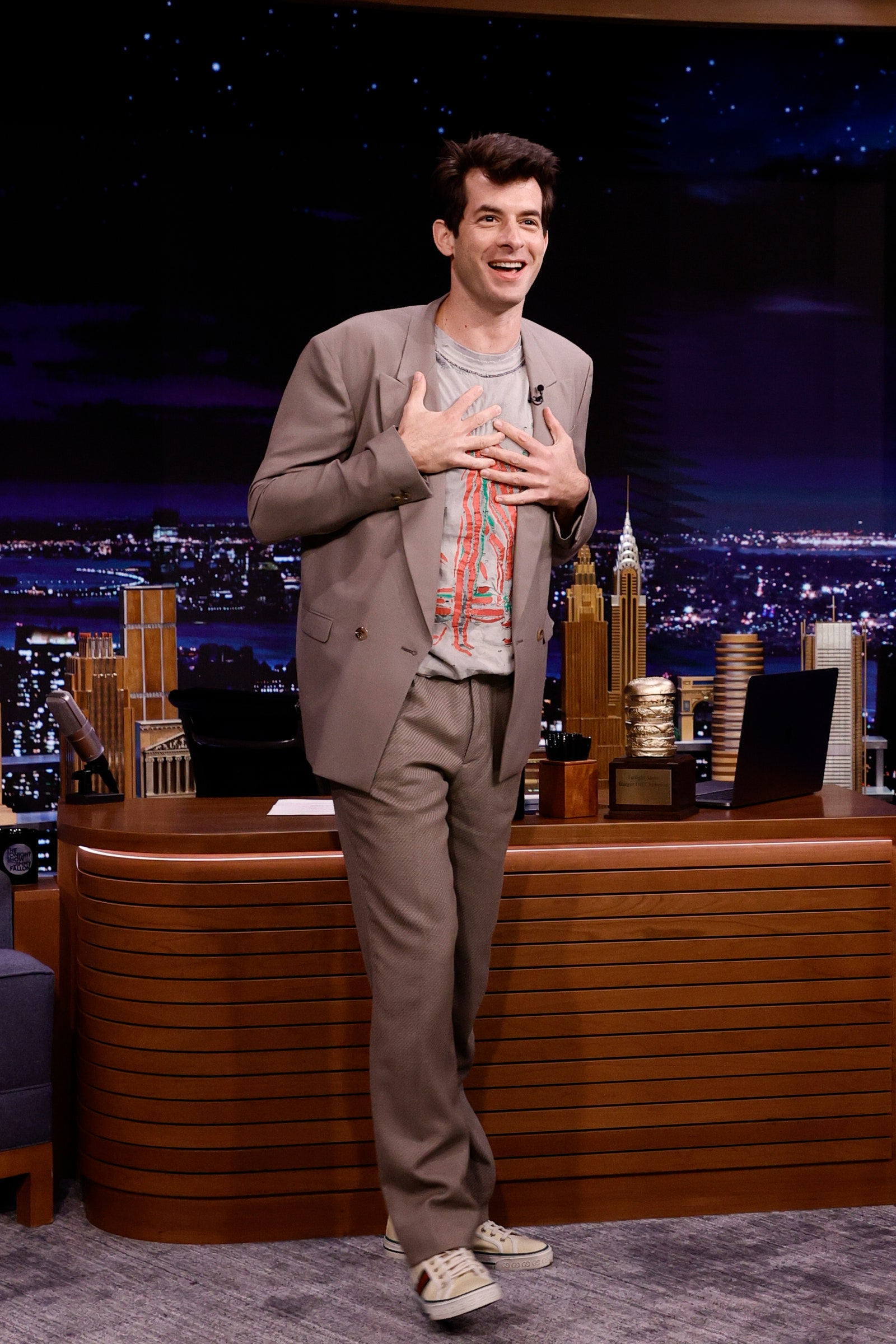Image may contain Mark Ronson Footwear Clothing Shoe Apparel Human Person Suit Coat and Overcoat