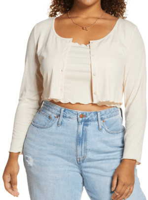BP. Cropped Rib Cardigan & Camisole Set Nordstrom