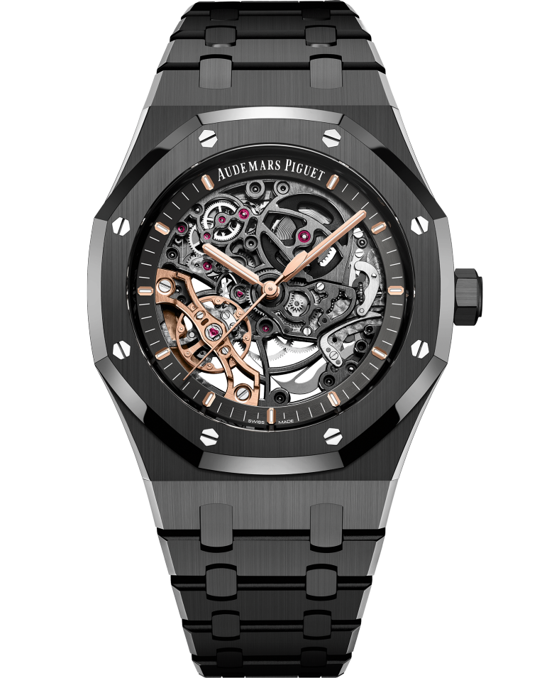 A black steel watch