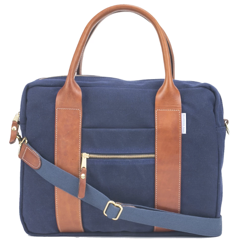 boarding pass navy canvas briefcase