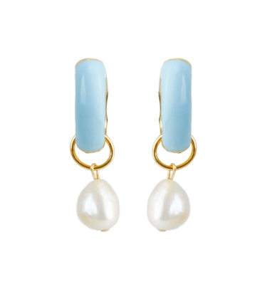 Above Average Studio BABY BLUE PEARL HOOPS