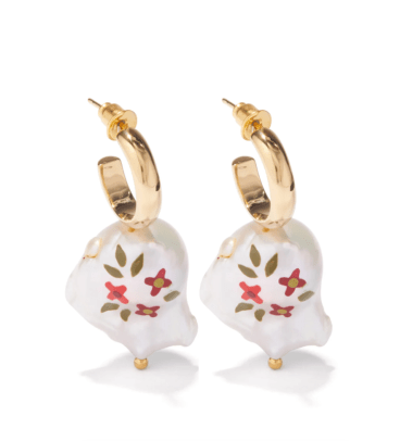Simone Rocha Floral-painted faux-pearl and gold-plated earrings Matches