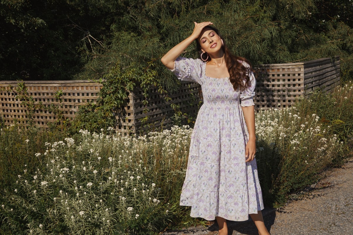 Meena Harris in the Hill House Home x Phenomenal x Netflix Nesli Whistledown Trellis Nap Dress ($125).