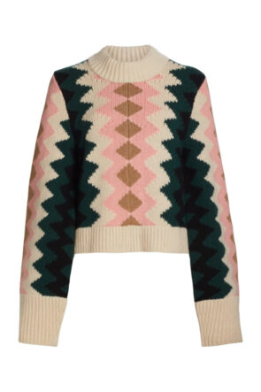 Intarsia Mock Neck Sweater