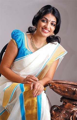 Coloured blouses with onam sarees